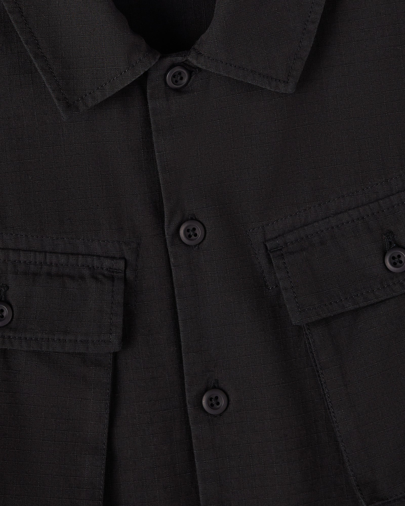 Linen Ripstop Camp Shirt Black