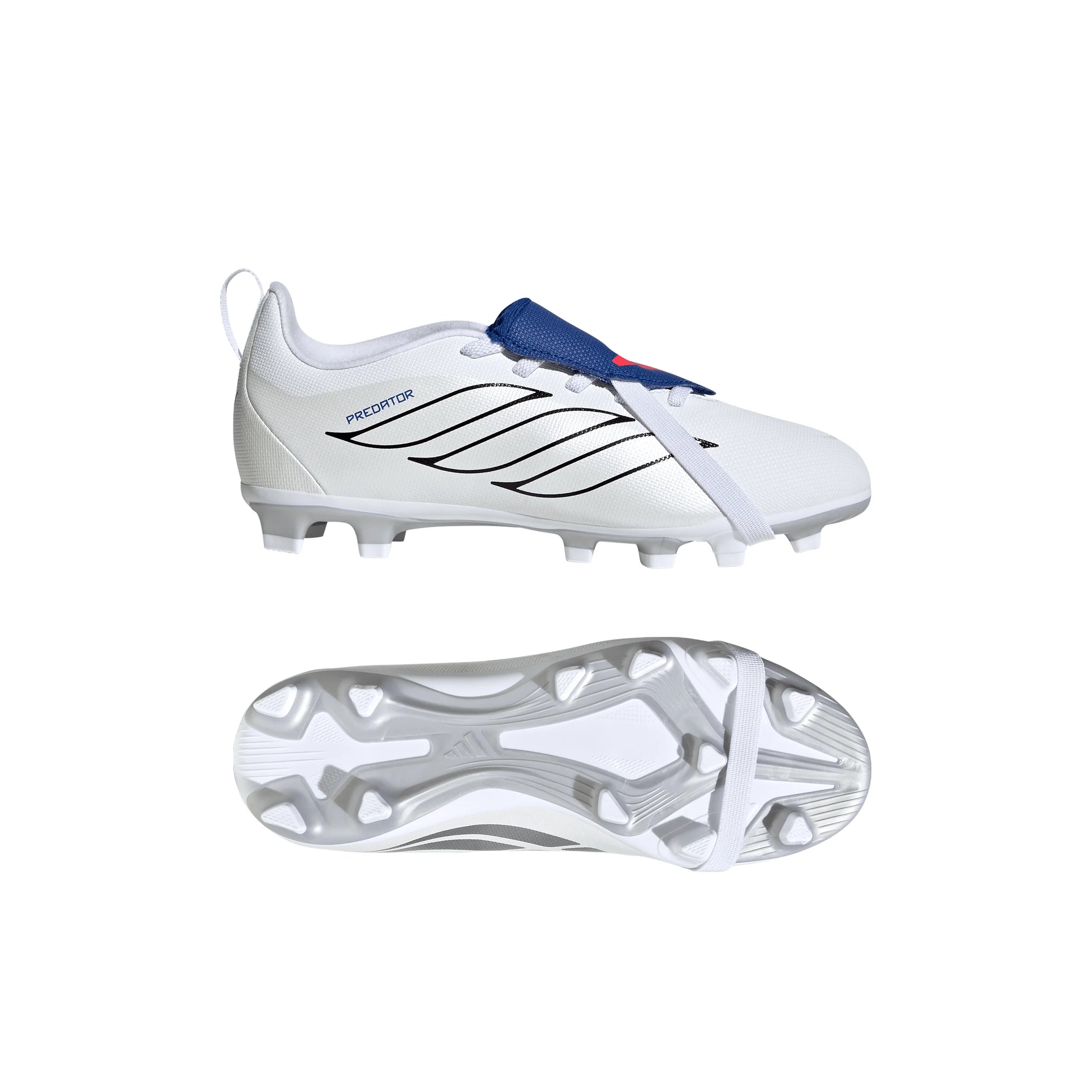 adidas Predator Club Fold Over Tongue Elastic Laces Firm Ground Multi Ground Youth Soccer Cleats White