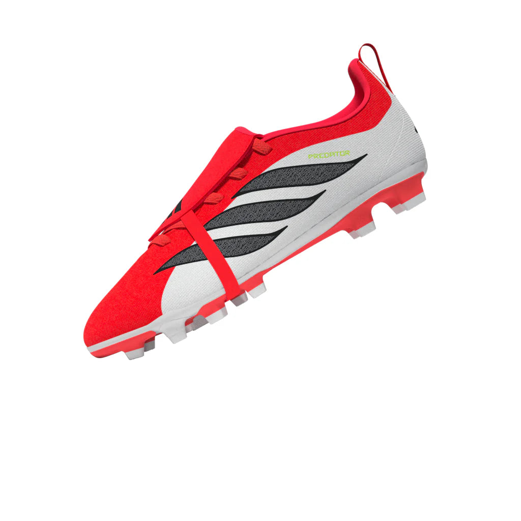 adidas Predator Club Fold Over Tongue Elastic Laces FG MG Youth Soccer Cleats Red Black White