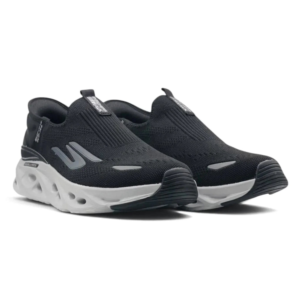 SKECHERS HANDS FREE SWIRL X TECH SLIP INN BLACK AND WHITE