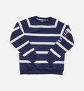 Striped Raglan Crew Mens Shirt Navy