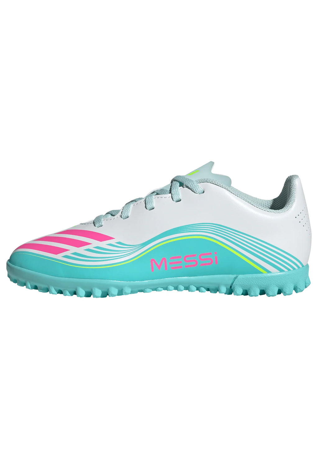 adidas F50 Messi Club TF Turf Youth Soccer Cleats White Pink Aqua