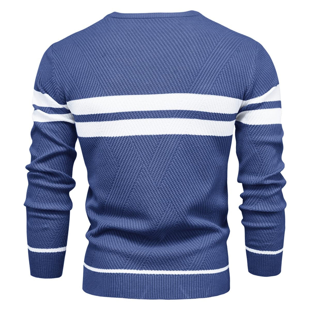 Mens Crew Neck Pullover Striped Sweater