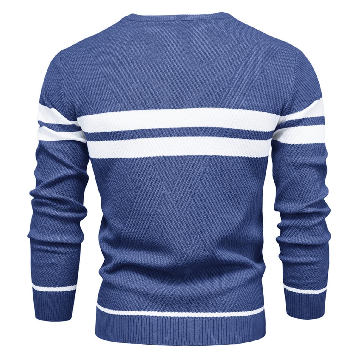 Mens Crew Neck Pullover Striped Sweater