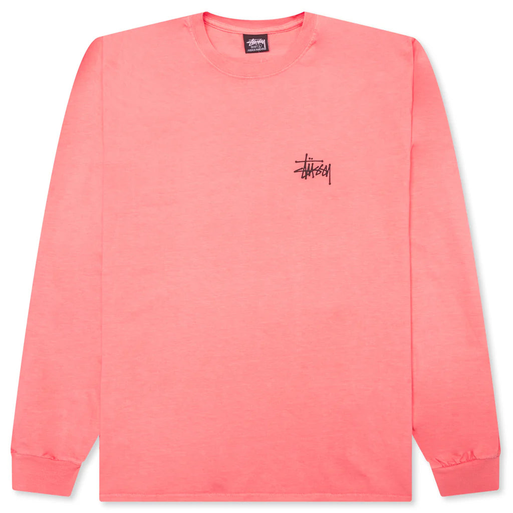 Basic Stussy Pigment Dyed L S Tee Coral