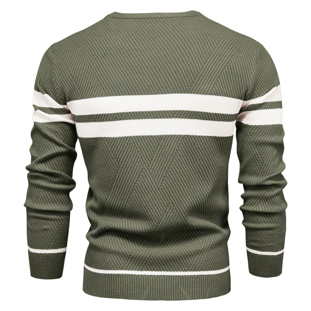 Mens Crew Neck Pullover Striped Sweater