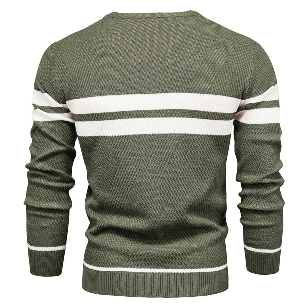 Mens Crew Neck Pullover Striped Sweater