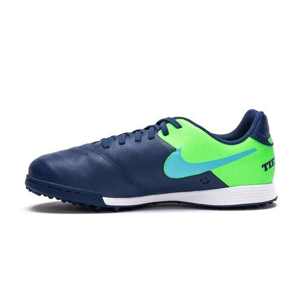 Nike JR Tiempox Legend VI TF Youth Soccer Cleats Coastal Blue Polarized Blue Rage Green