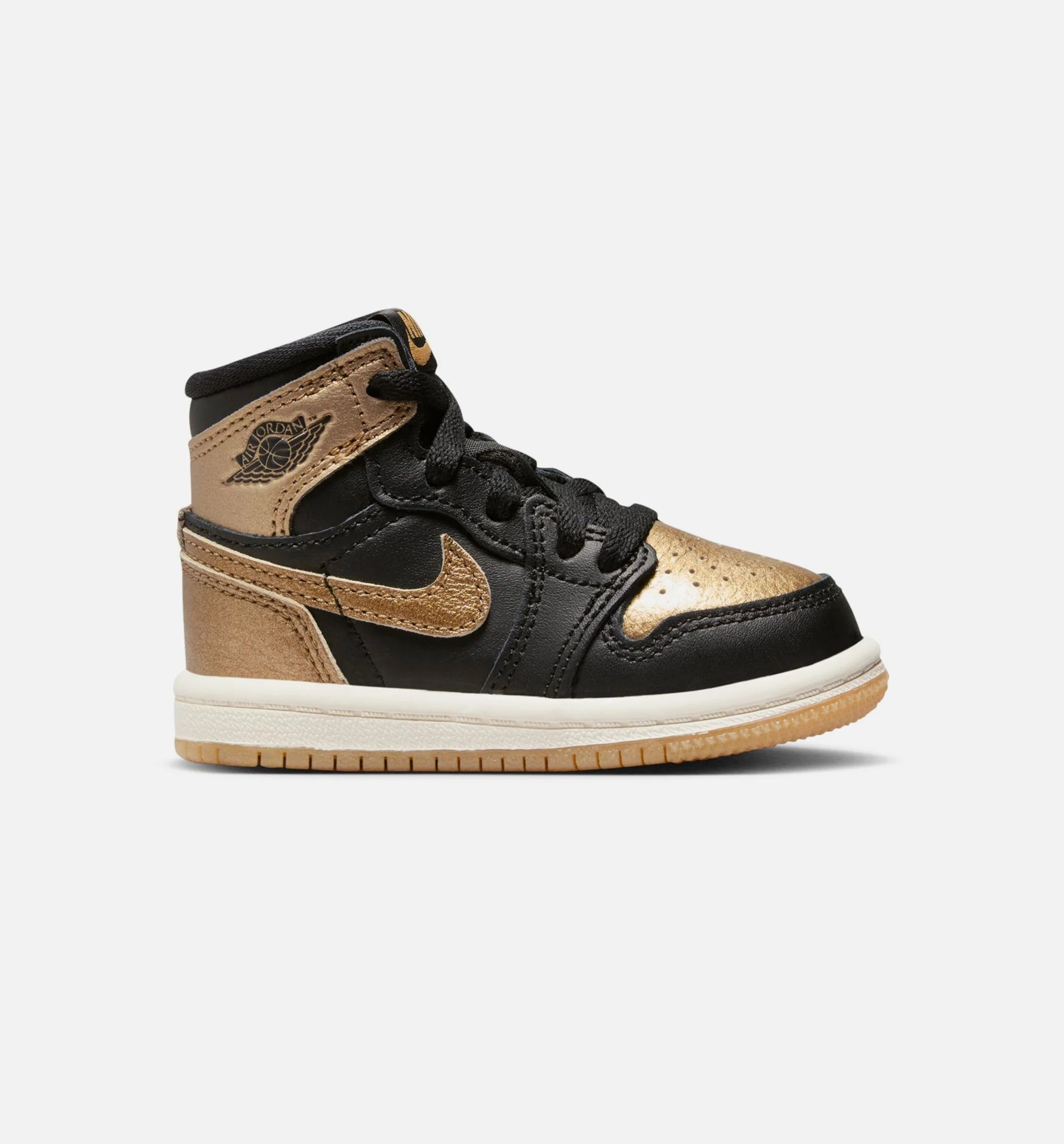 Air Jordan 1 Retro High OG Black and Gold Infant Toddler Lifestyle Shoe Black Metallic Gold Sail
