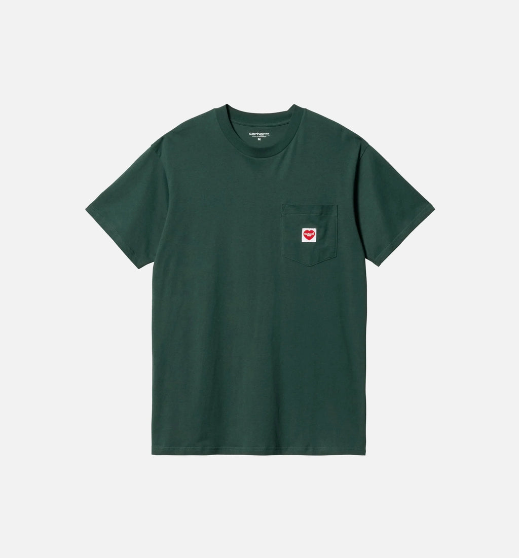 Loose Fit Heavyweight Mens Short Sleeve Shirt Green