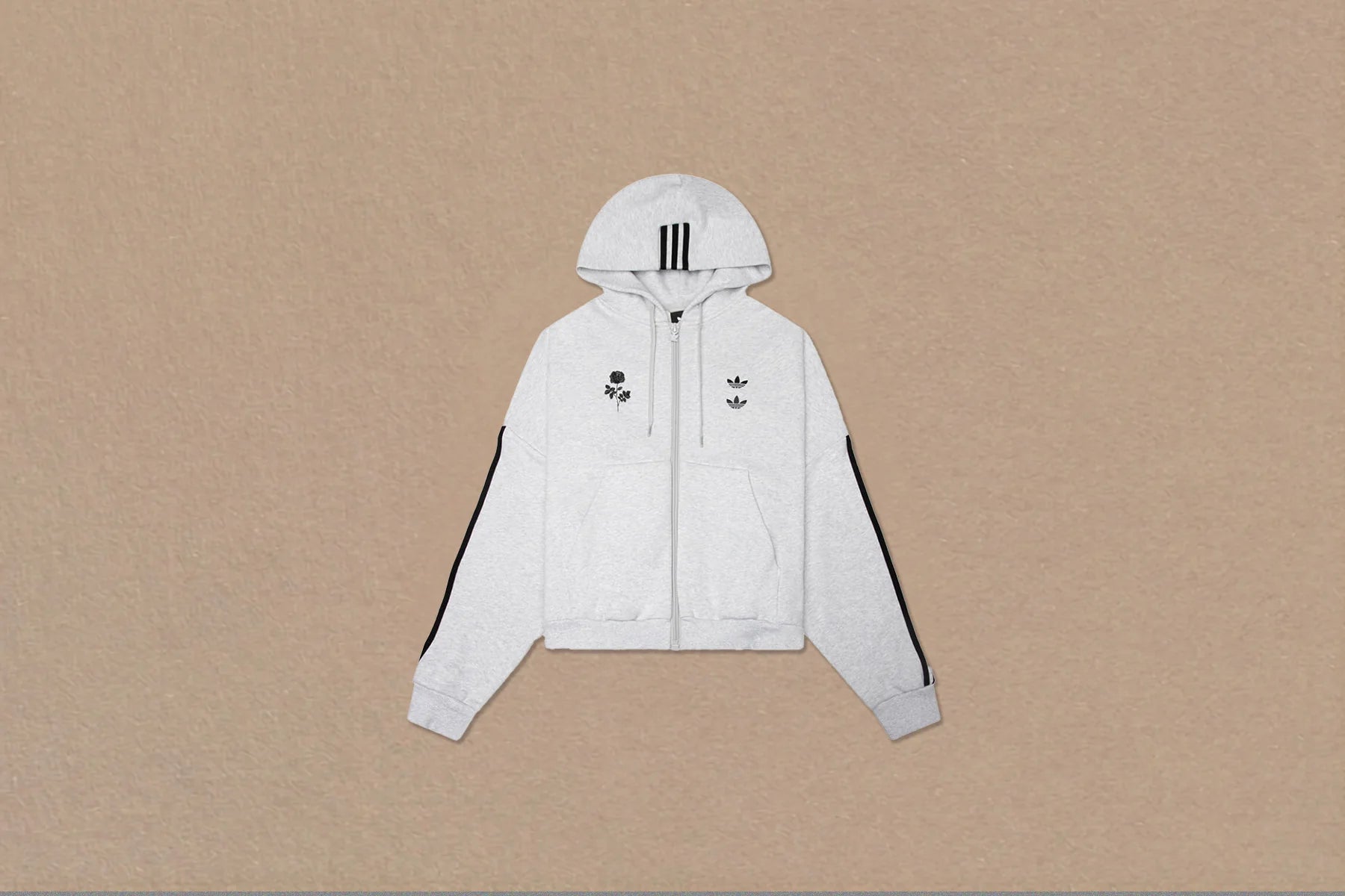 adidas Originals x Willy Chavarria Full Zip Logo Hoodie Light Grey Heather