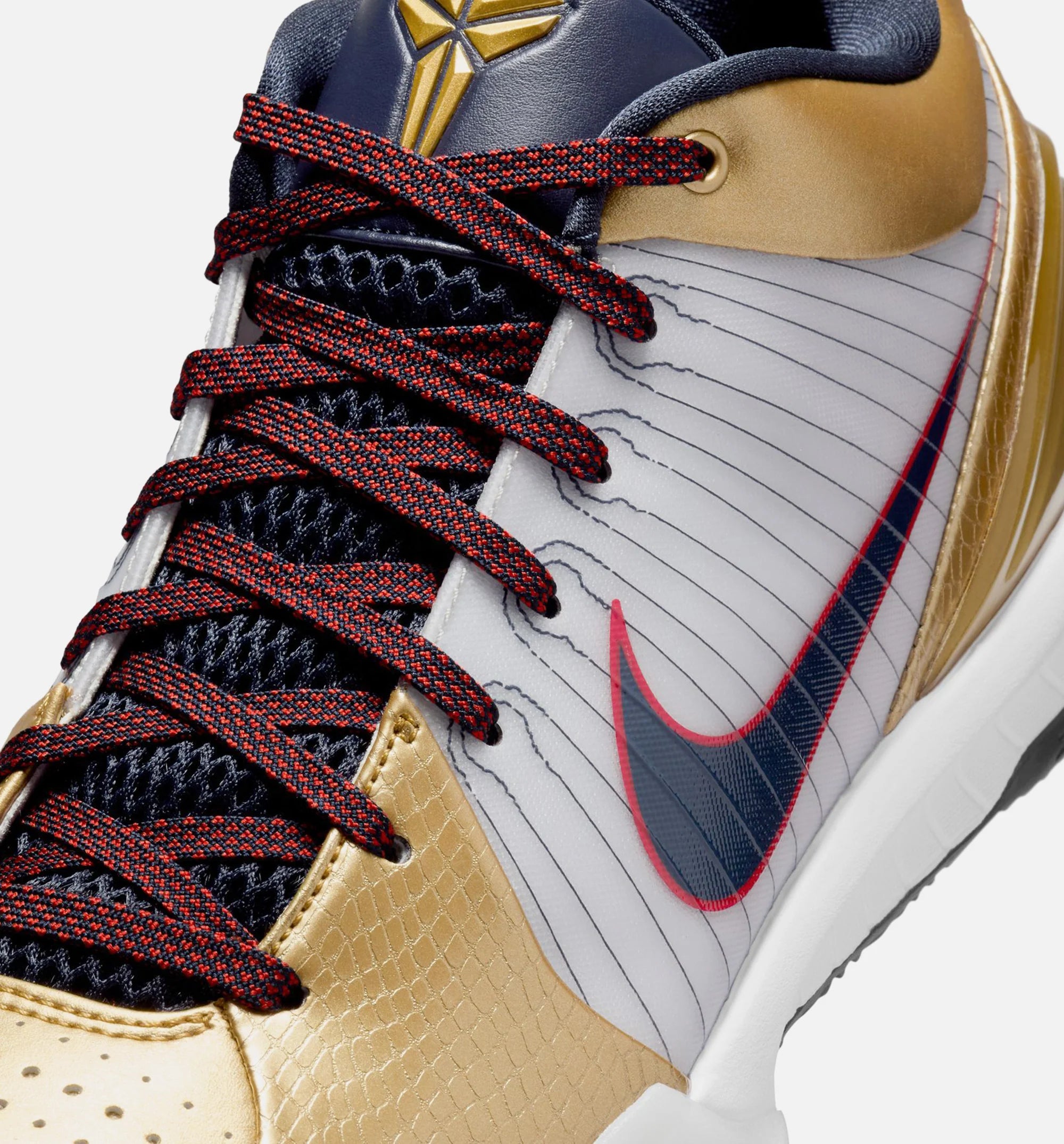 Kobe IV Protro Mens Lifestyle Shoe White Dark Obsidian Varsity Red Metallic Gold Limit One Per Customer