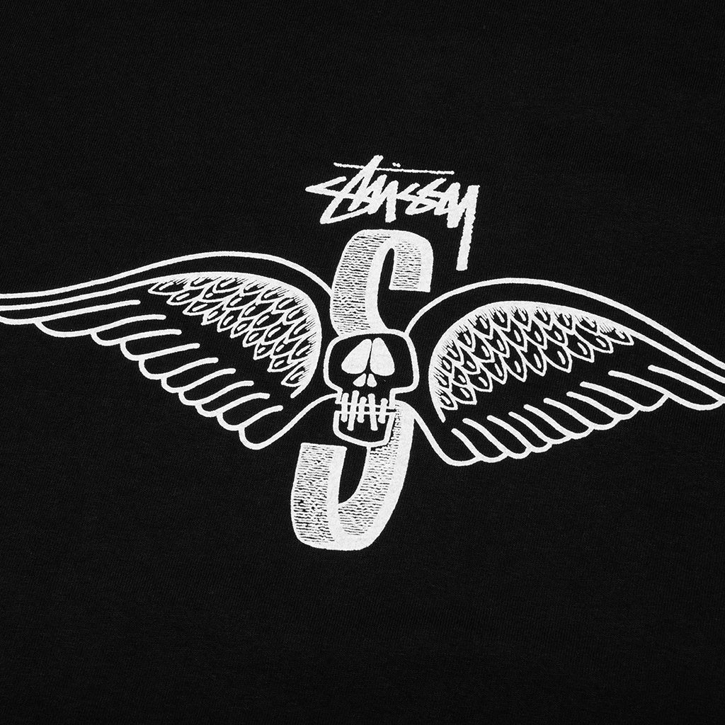 Skull Wings Pigment Dyed L S Tee Black