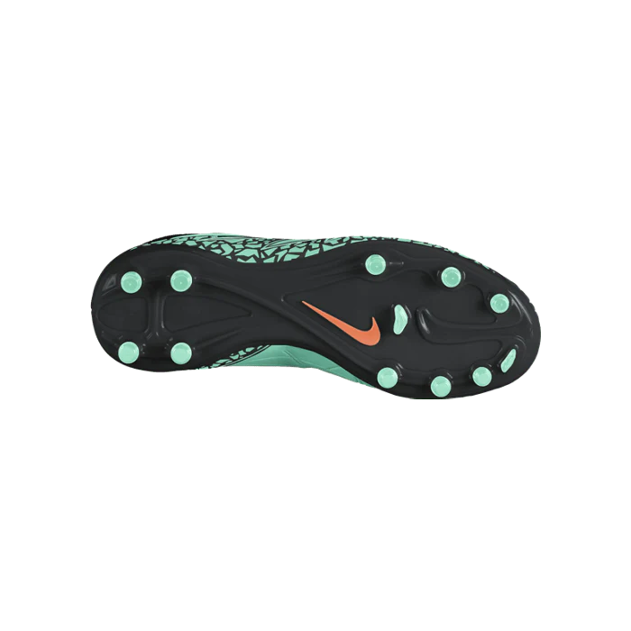 Nike JR Hypervenom Phelon II FG Soccer Cleats Green Glow Hyper Orange Metallic Silver