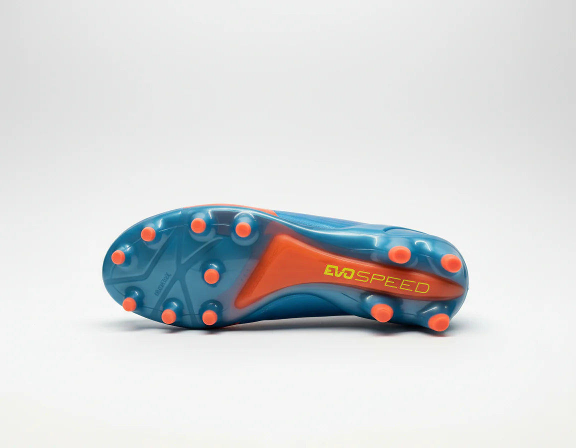 PUMA Evospeed 12 FG Firm Ground Soccer Cleats Blue Peach Yellow
