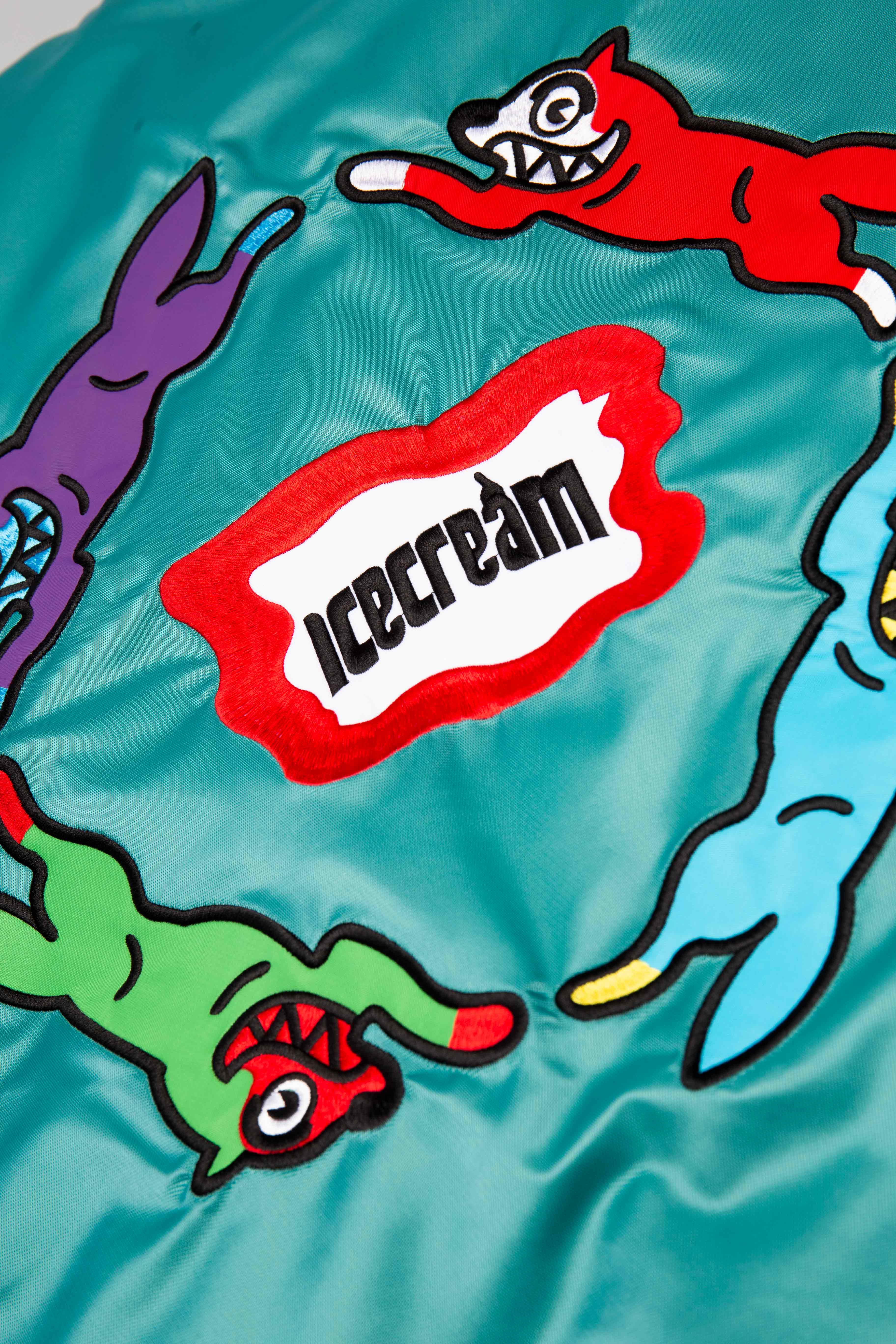 Retro Mens Varsity Jacket Teal Multi