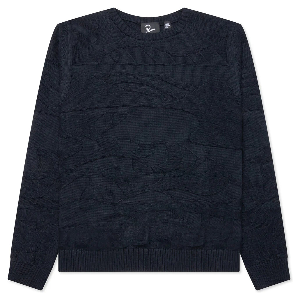 Landscaped Knitted Pullover Navy Blue