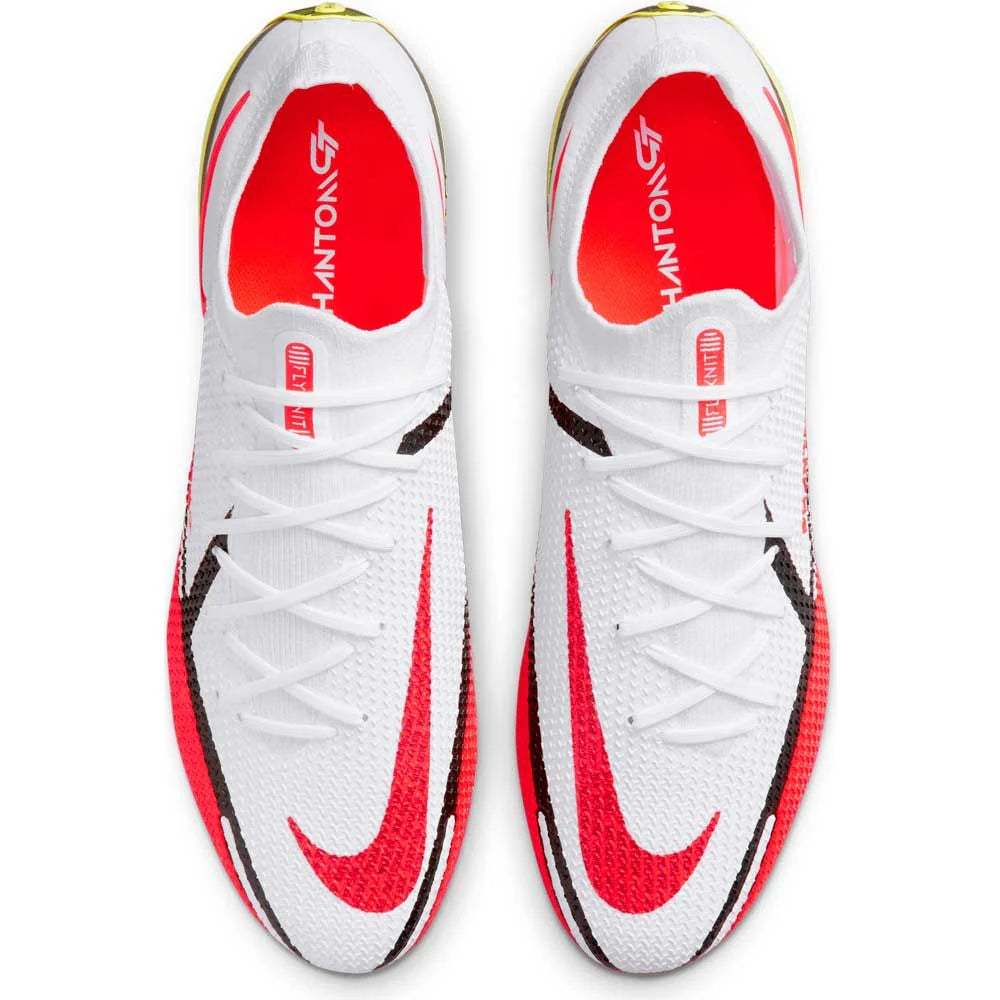 Nike Phantom GT2 Elite FG Firm Ground Soccer Cleats White Bright Crimson Volt