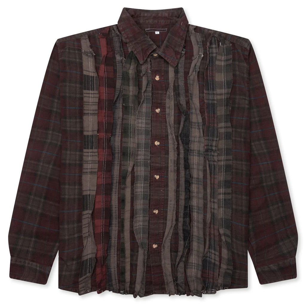 Over Dyed Ribbon Shirt Brown