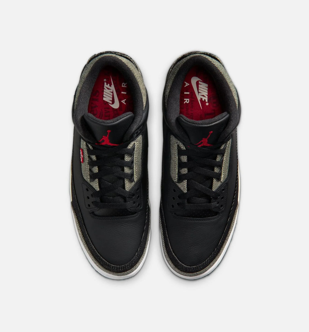 Air Jordan 3 x Levis Black and White Mens Lifestyle Shoe Denim Black Gym Red Limit One Per Customer