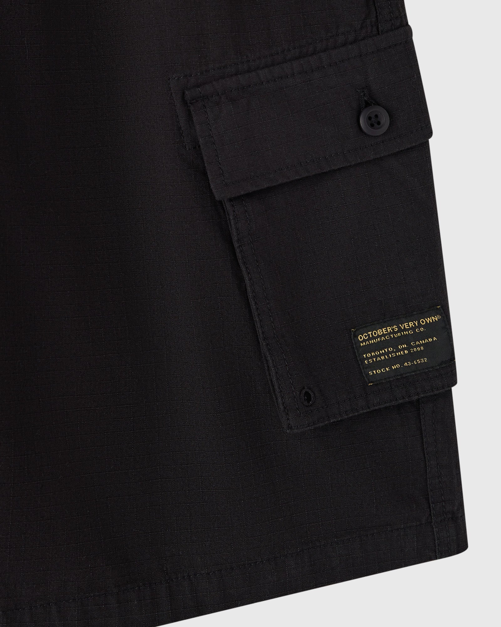 Linen Ripstop Cargo Short Black