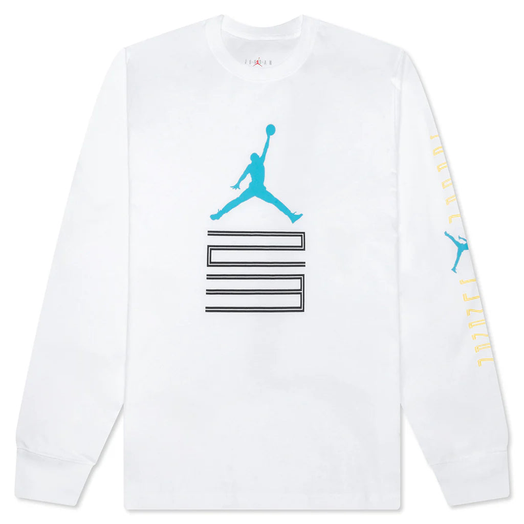 Brooklyn AJ11 Graphic L S Tee White