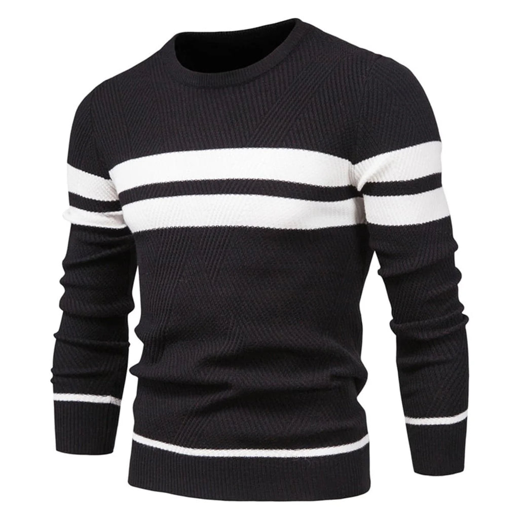 Mens Crew Neck Pullover Striped Sweater