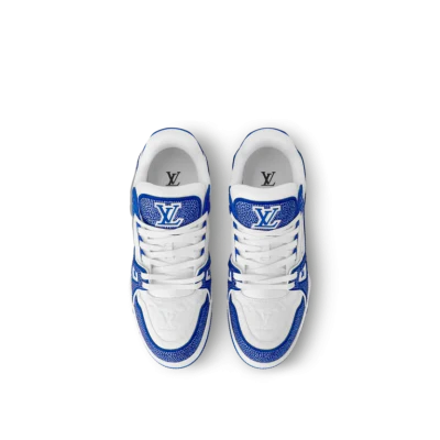 Louis Vuitton LV Trainer Sneaker Denim Monogram Blue Diamond