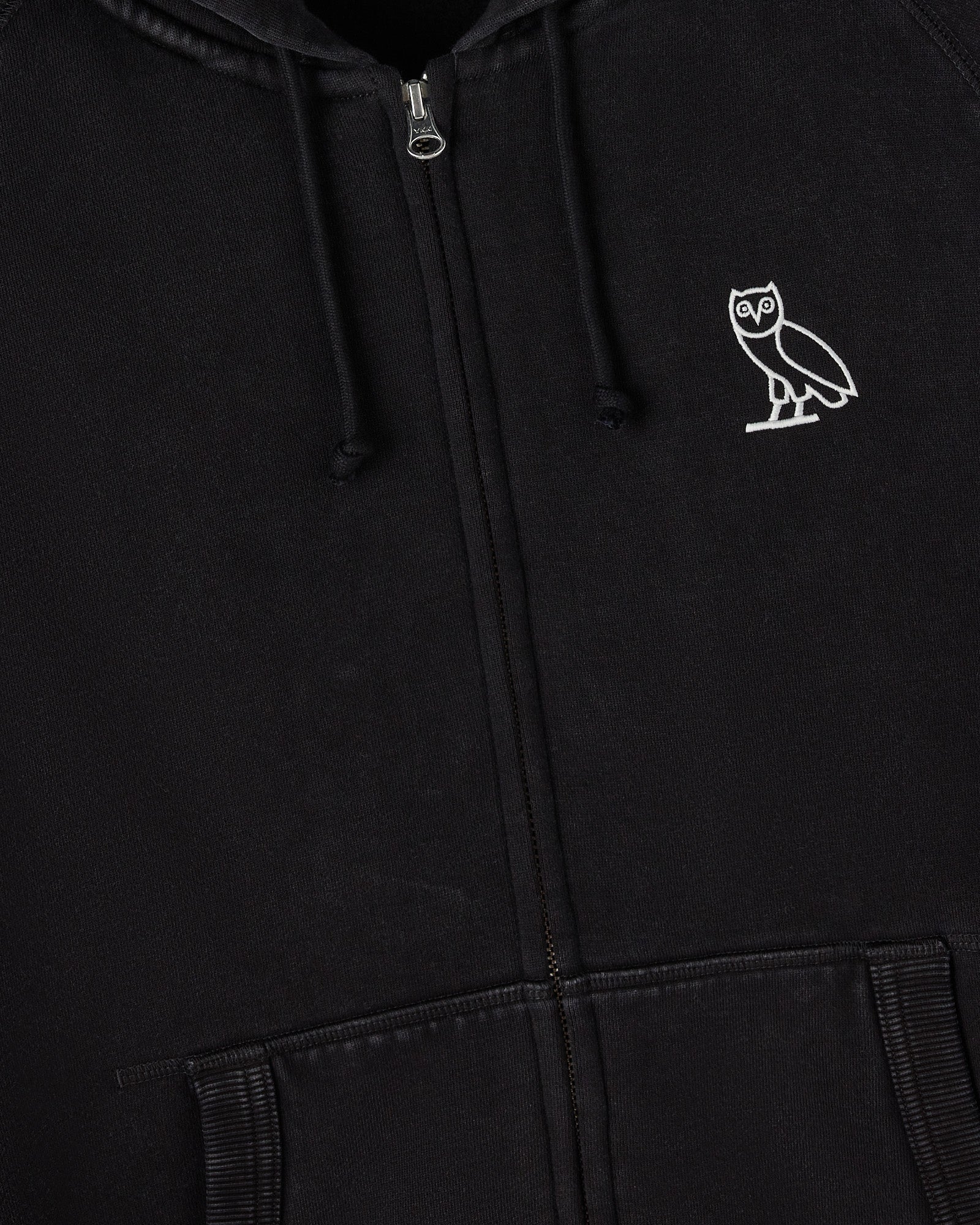 Muskoka Raglan Full Zip Hoodie Garment Dyed Black