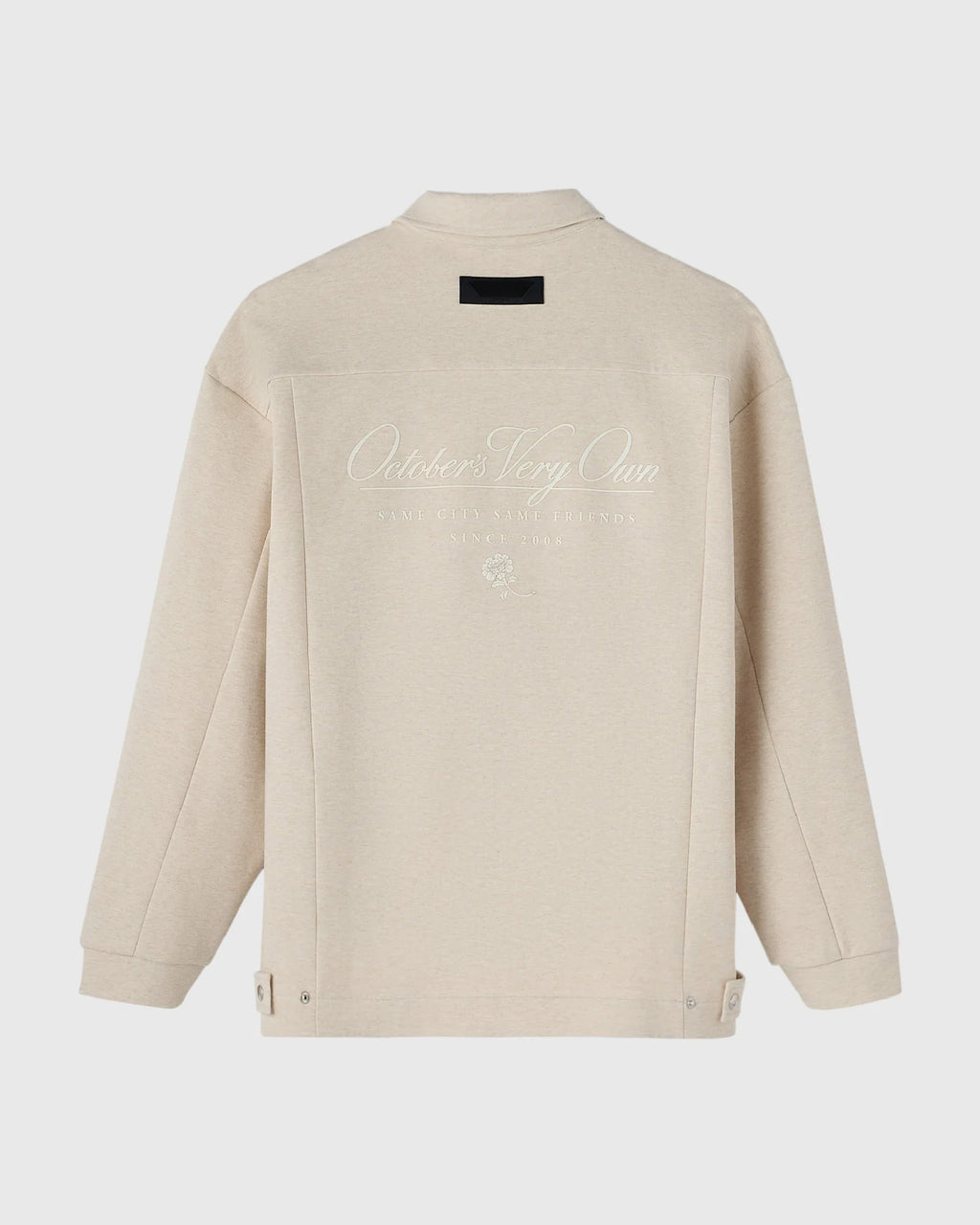Double Knit Script Overshirt Heather Oatmeal