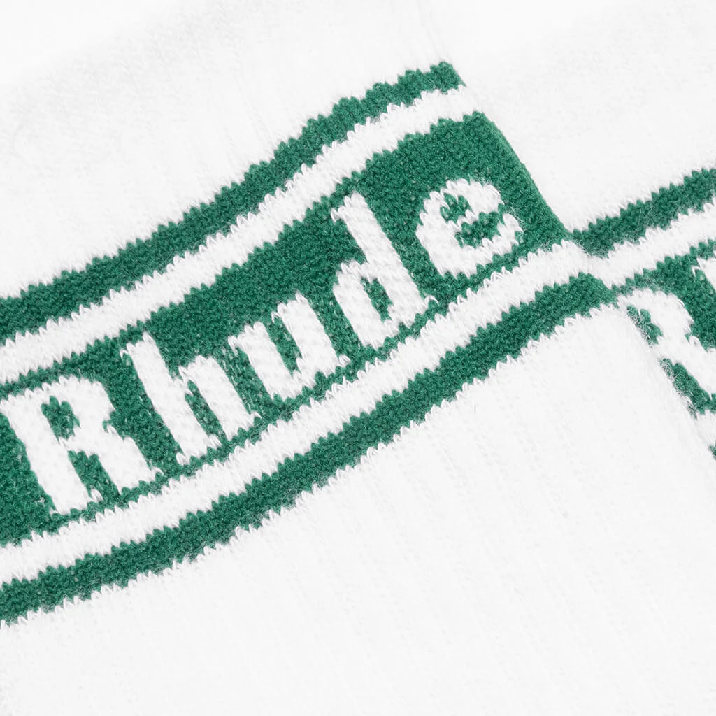 Stripe Logo Sock White Forest Green