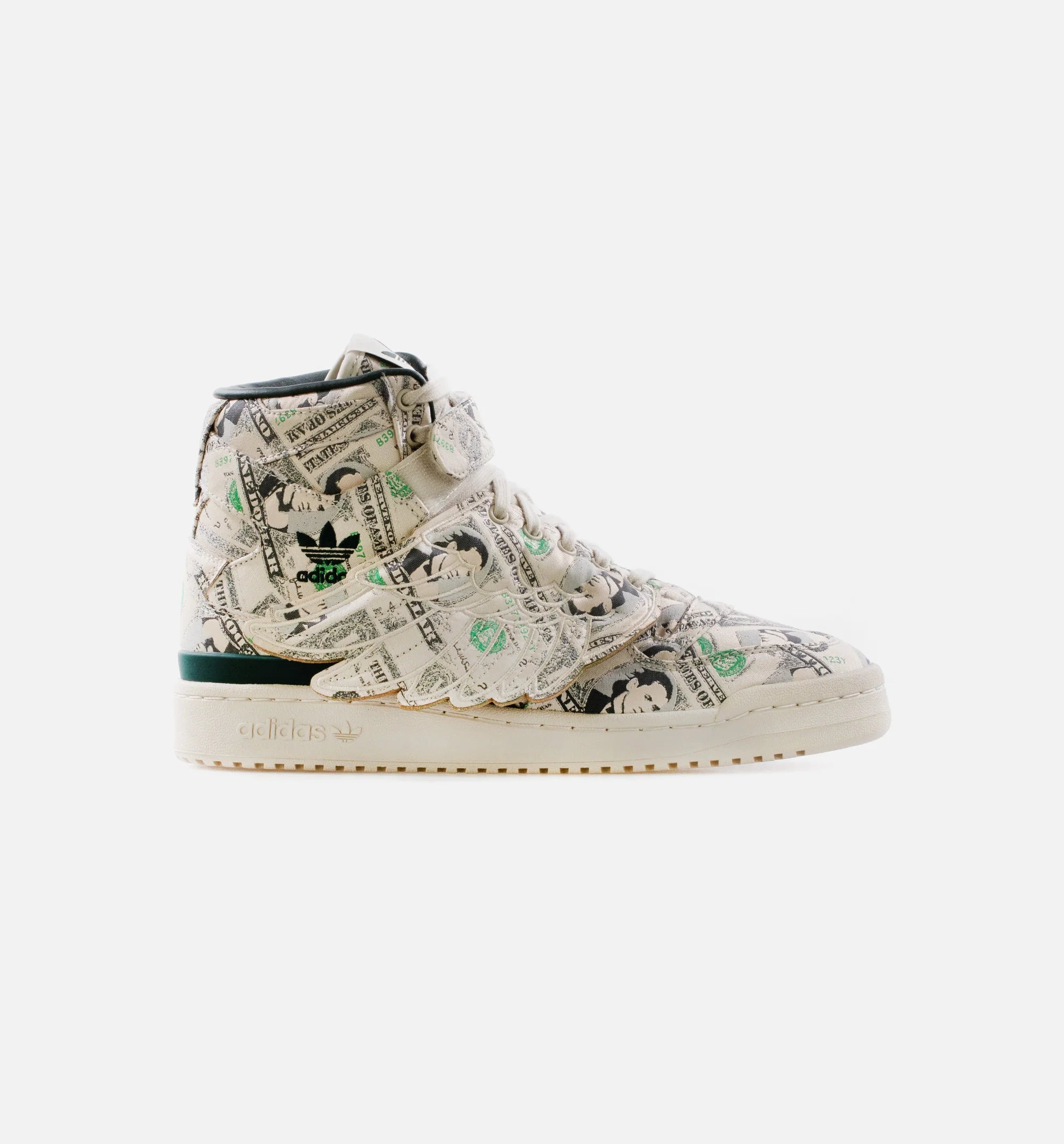 X Jeremy Scott Forum Wings 10 Money Mens Lifestyle Shoe Off white Green Multi Limit One Per Customer