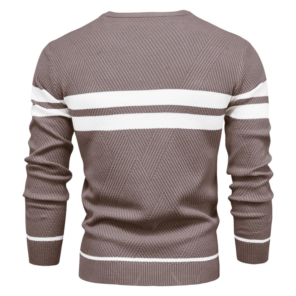 Mens Crew Neck Pullover Striped Sweater