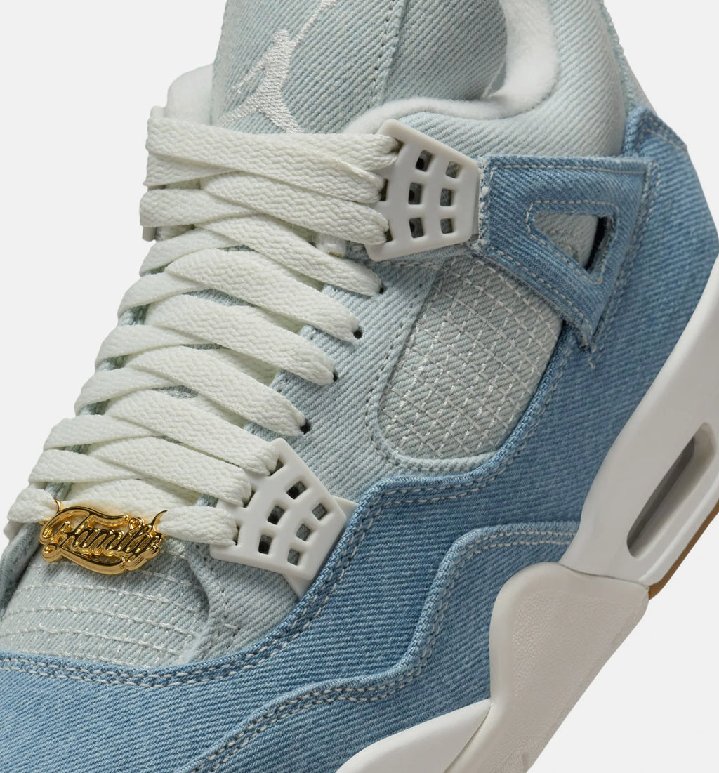 Air Jordan 4 Retro Worn Blue Womens Lifestyle Shoe Sail Sail Gum Light Brown Worn Blue