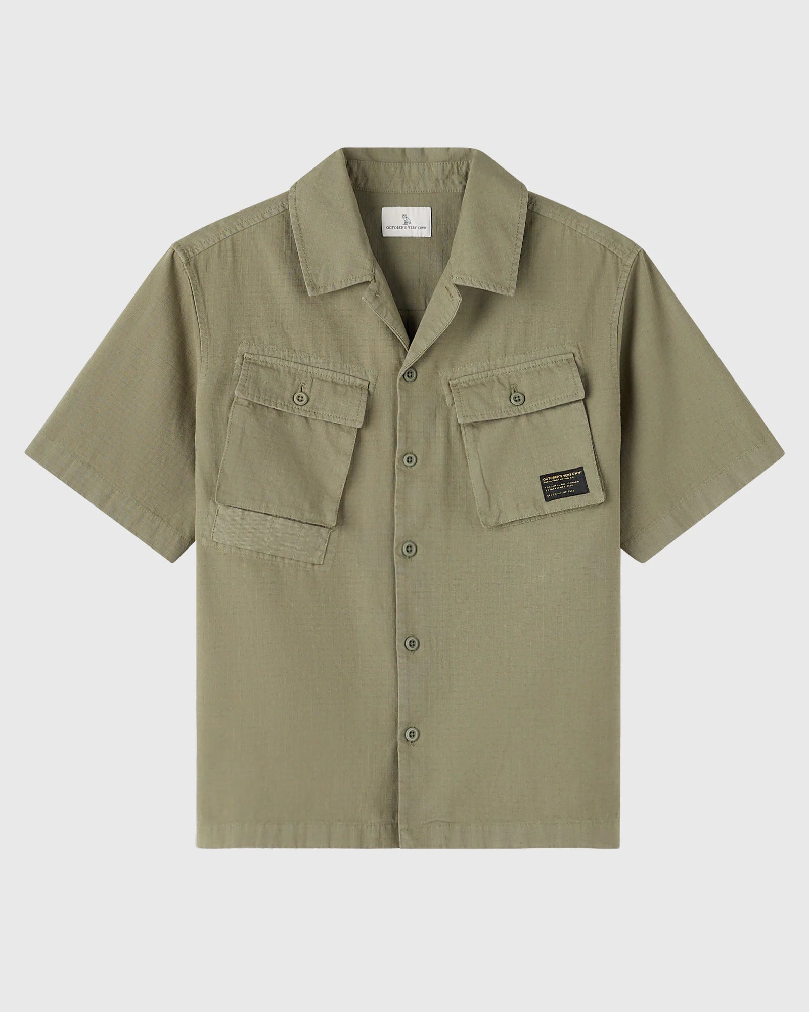 Linen Ripstop Camp Shirt Olive Green
