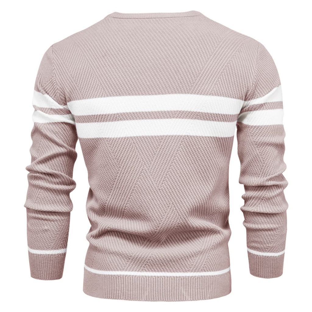 Mens Crew Neck Pullover Striped Sweater