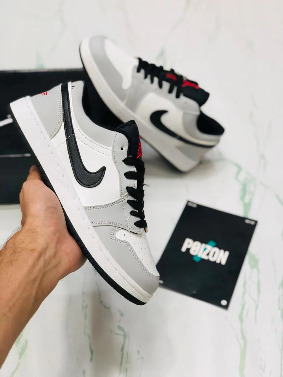 NIKE AIR JORDAN 1 LOW SMOKE GRAY WHITE AND BLACK