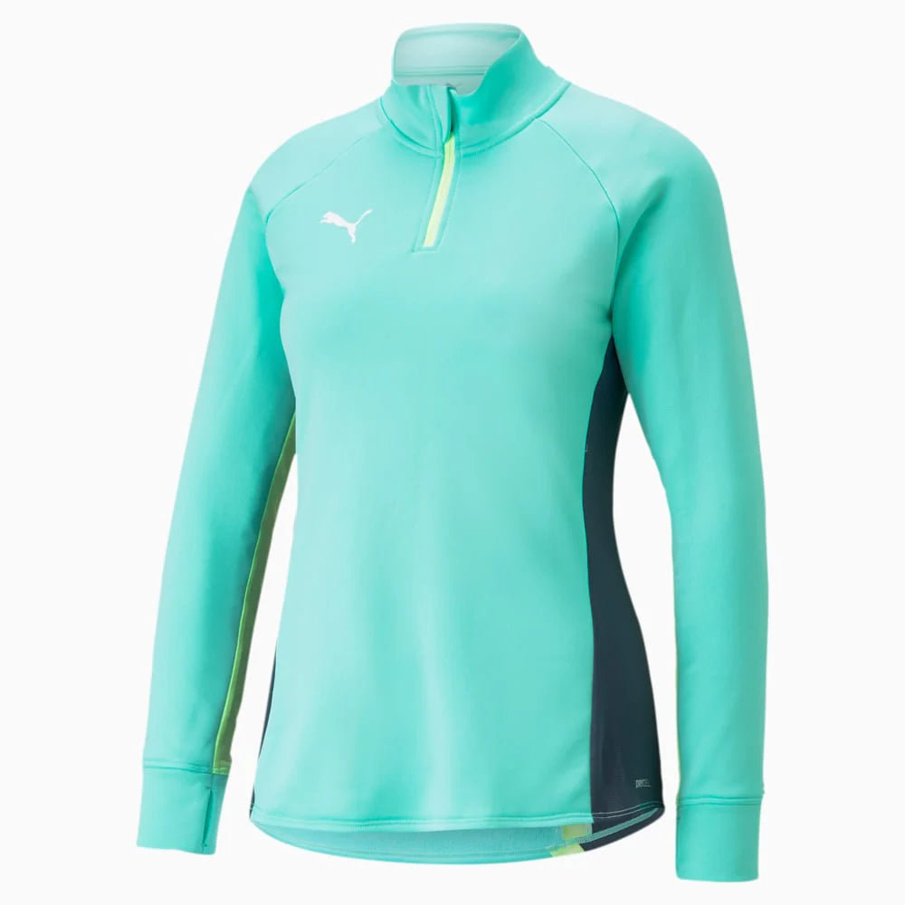 PUMA Womens Individualblaze 1 4 Zip Training Top Electric Peppermint Dark Night