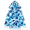 Kids Abc Camo Shark Zip Hoodie Blue