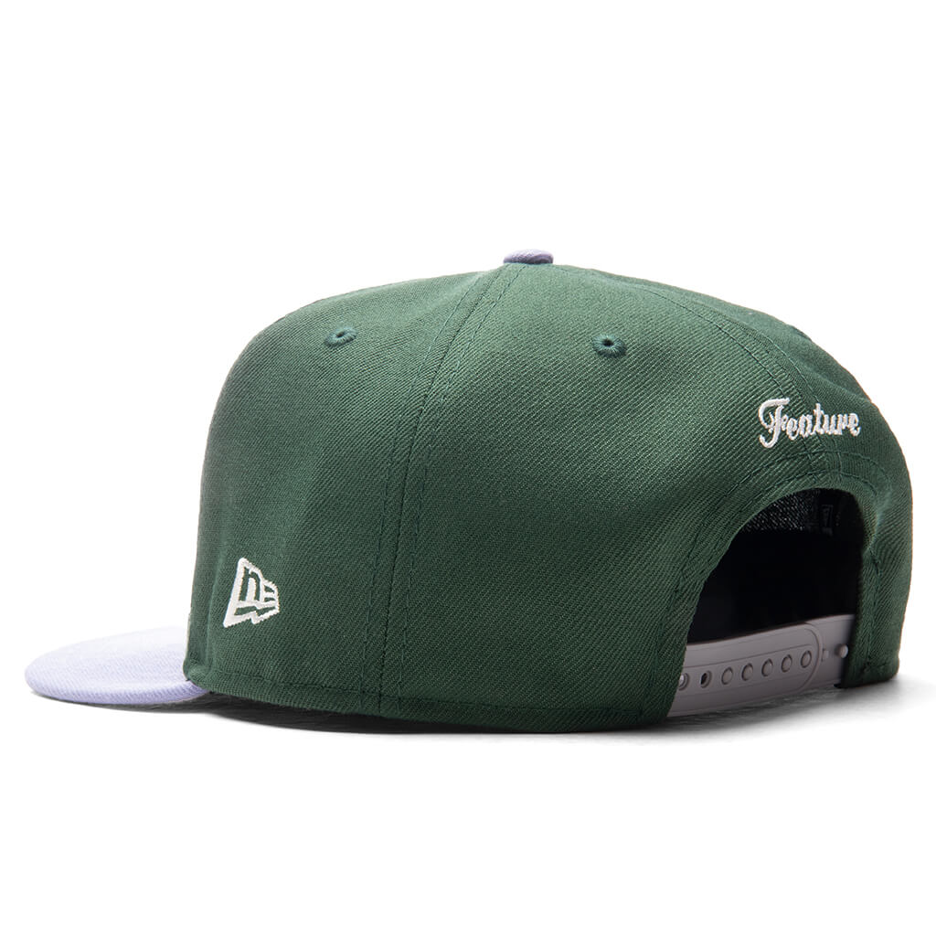Feature x New Era Old English F Snapback Hat w Pin Cilantro Lavender