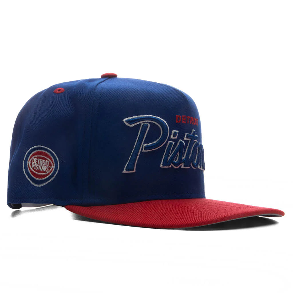 9FIFTY A Frame Curved Hardwood Classics Script Snapback Detroit Pistons