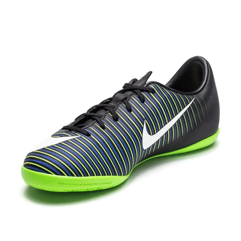 Nike Jr MercurialX Vapor XI IC Indoor Soccer Shoes Black White Electric Green