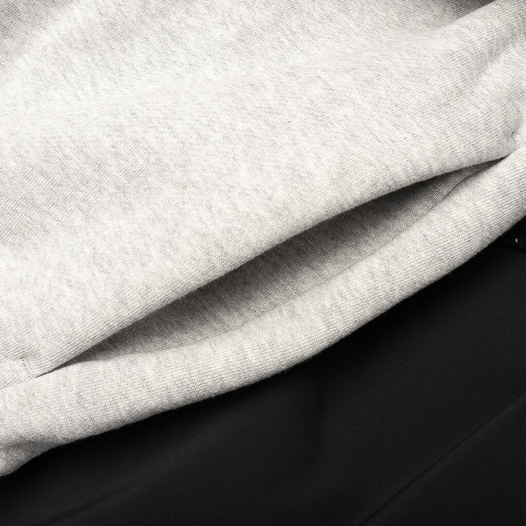 Nylon Fleece Hooded Sweater Light Heather Grey Jet Black