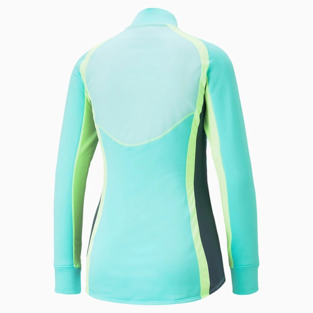 PUMA Womens Individualblaze 1 4 Zip Training Top Electric Peppermint Dark Night
