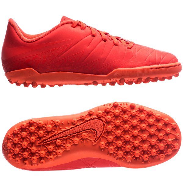 Nike Junior HyperVenom Phelon II TF Tuft Soccer Cleats Bright Crimson Orange