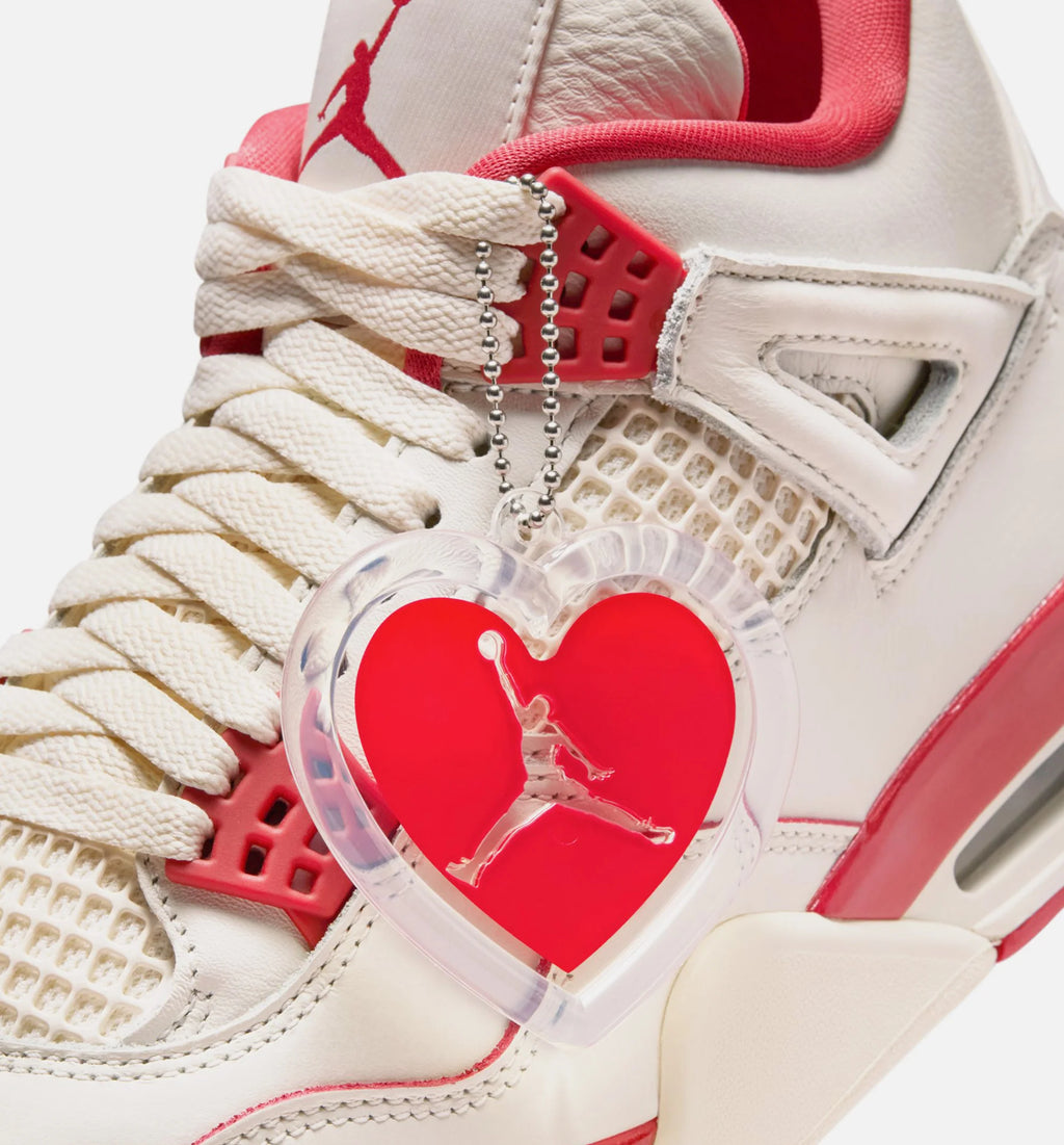 Air Jordan 4 Retro Valentines Day Womens Lifestyle Shoe Pale Ivory Sierra Red Tough Red