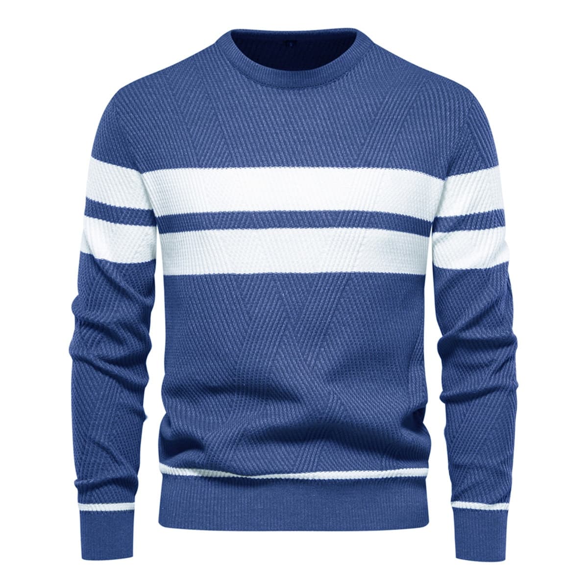 Mens Crew Neck Pullover Striped Sweater