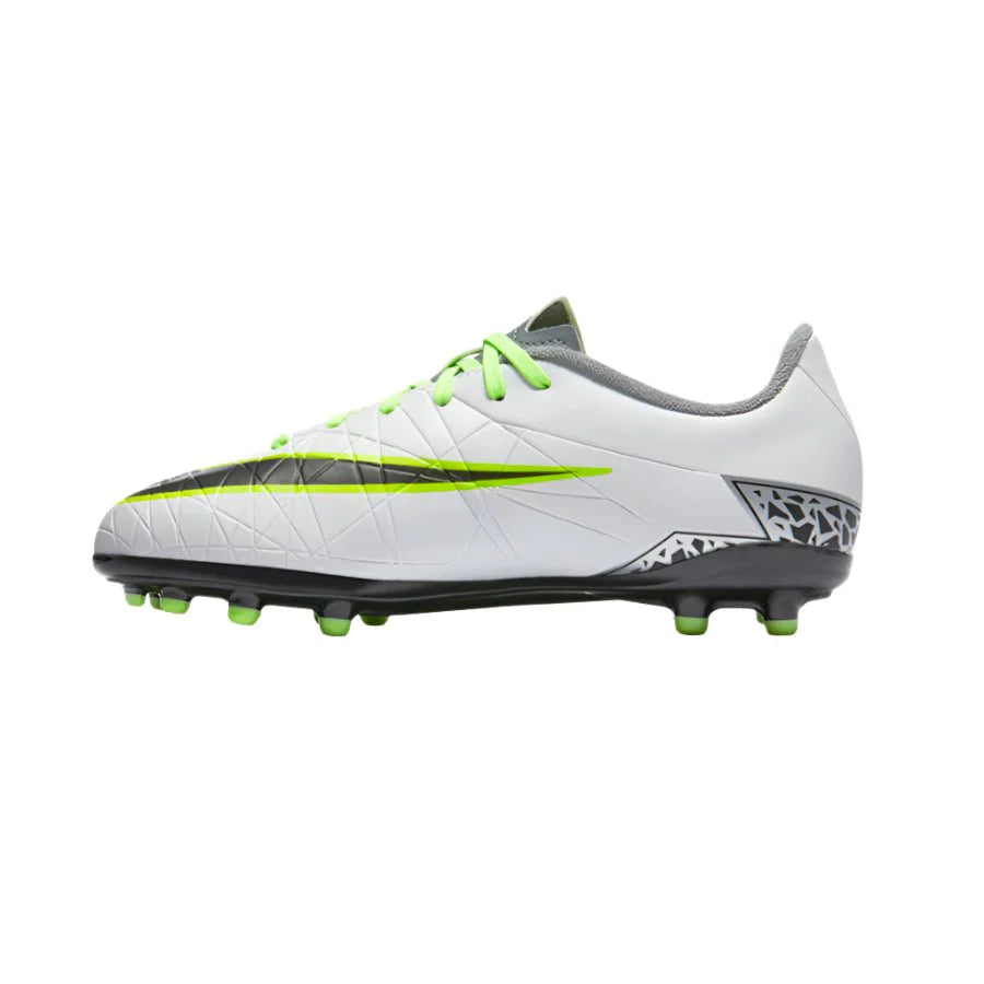 Nike JR Hypervenom Phelon II FG Soccer Cleats Pure Platinum Metallic Silver Ghost Green