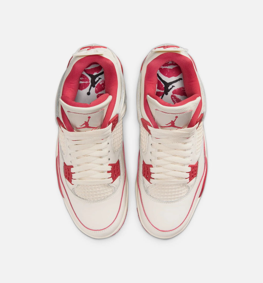 Air Jordan 4 Retro Valentines Day Womens Lifestyle Shoe Pale Ivory Sierra Red Tough Red