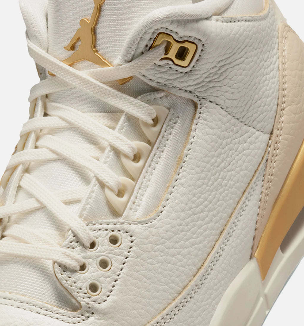 Air Jordan 3 Retro Sail and Pale Ivory Womens Lifestyle Shoe Sail Team Gold Pale Ivory Metallic Gold Ice